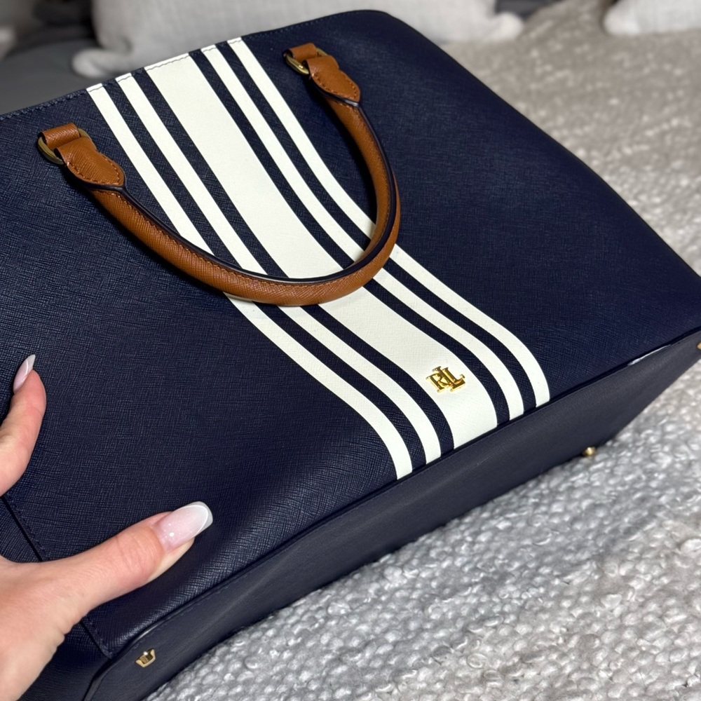 Ralph Lauren Navy and Cream Tote